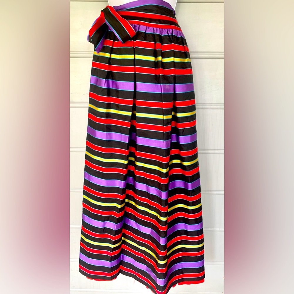 🎄holiday party maxi wrap skirt, Ellen Tracy, 5 Vintage Chic lined w/ruffle & bow